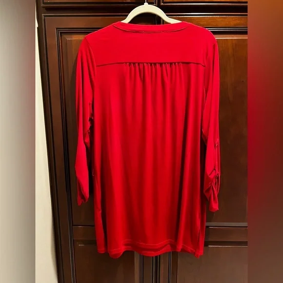 Michael Kors Red/Gold Tie Front Tunic - 1X - Picture 5 of 6